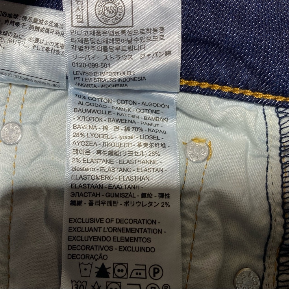 Levis 513 Jeans Mens Tag 32x32 Actual 34x31 Blue Dark Slim Straight Smart Casual - Picture 6 of 13